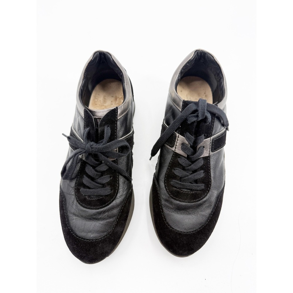 Tods By T Project Black Leather Suede Low Top Sneakers Metallic Trim 36 US 6